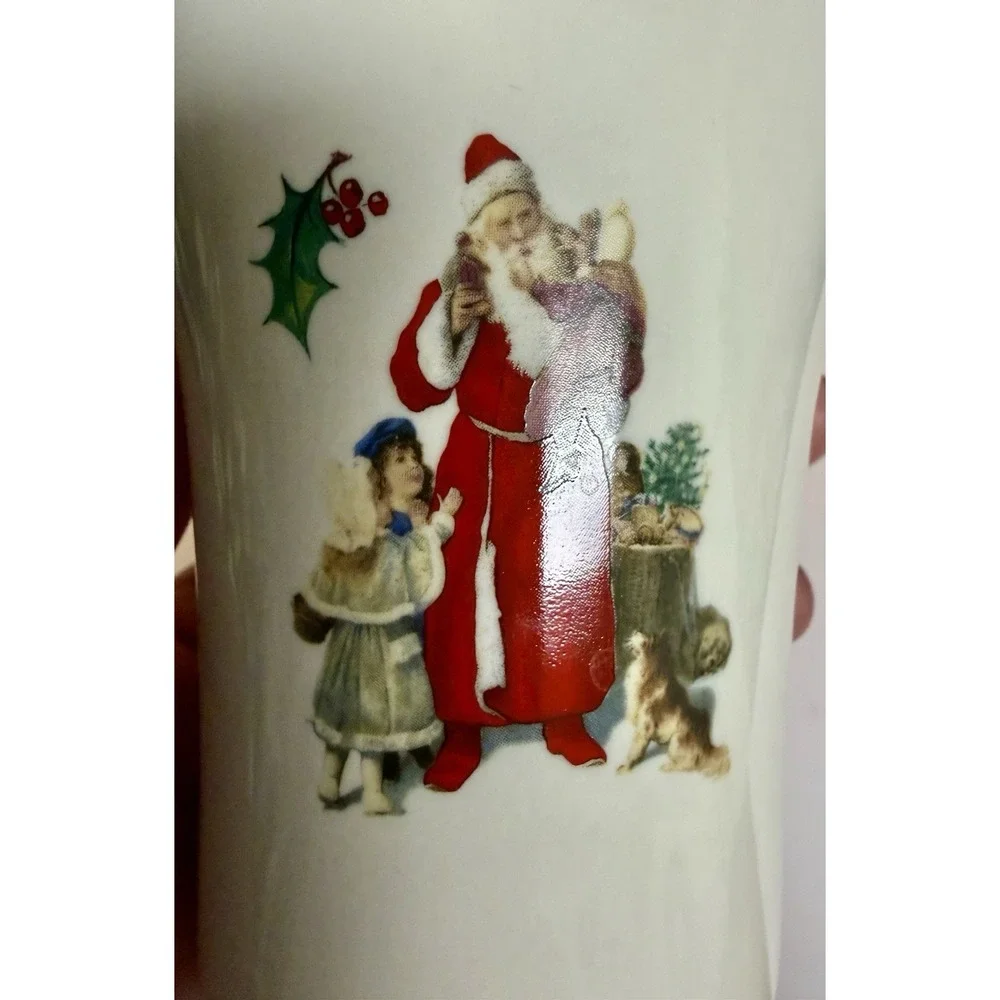 Vintage 4 Piece Crowne Oakes Designs Ceramic Bathroom Set England Santa Holly